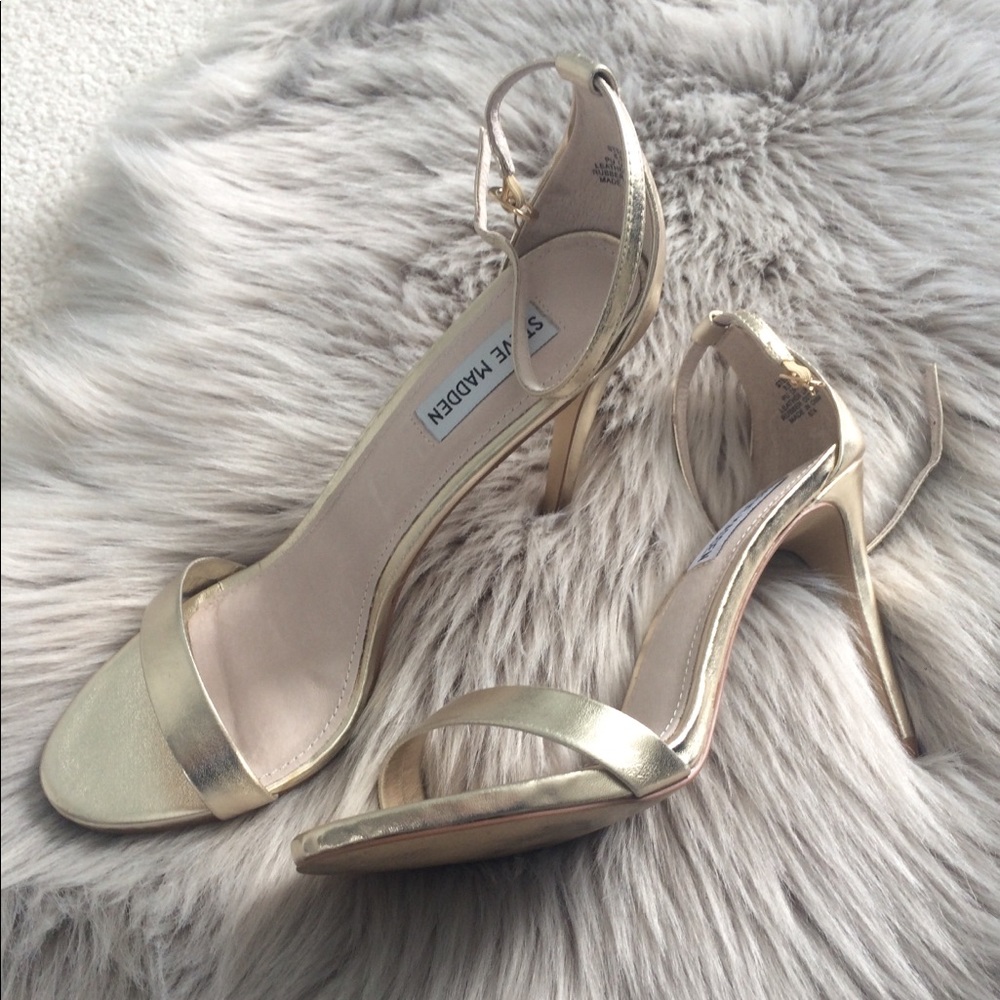 Stecy Steve Madden Light Gold Ankle Strap Heels